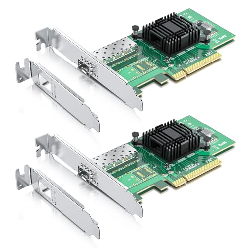 10Gtek 10Gb PCI-E NIC Network Card, Single SFP+ Port, with Intel 82599EN Controller, Ethernet LAN Adapter Support Windows Server/Linux/VMware, Compare to Intel X520-DA1(E10G42BTDA),2-Pack