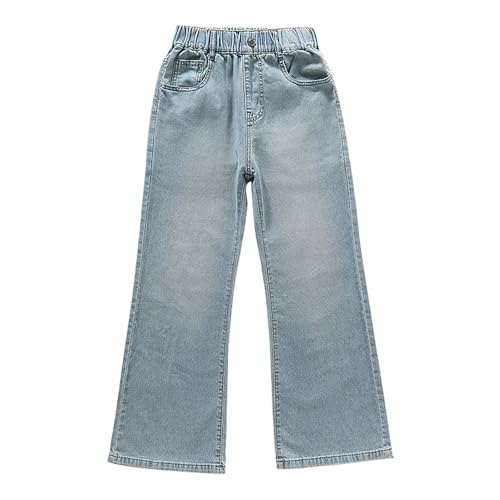 Kids 𝐘2K Heart Denim Pants Cute Print Elastic High Waist Wide Leg Jeans Girls Fall Straight Casual Loose Trousers