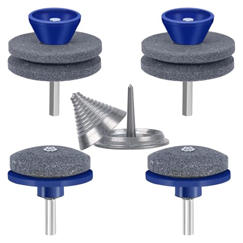 5PCS Lawn Mower Blade Sharpener Kit, 4PCS Mower Blade Sharpener with Blade Balancer, Lawnmower Blade...