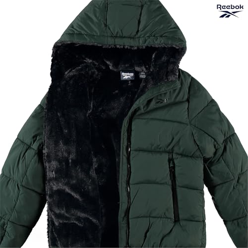 Image of Reebok Girls Winter Coat - Heavyweight Quilted Sherpa Lined Parka Puffer Jacket - Warm Winter Jackets for Girls