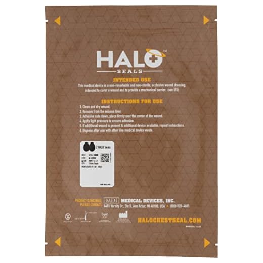 Progressive Medical Halo Coffre d'étanchéité haute performance Occlusive Pansement pour plaies Trauma, 2 fils