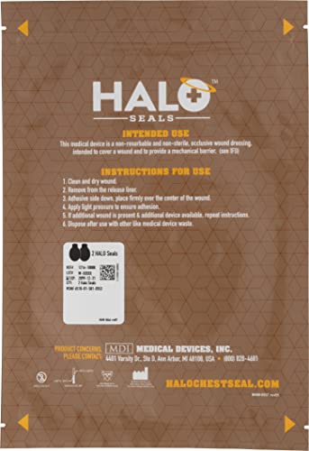 Halo Chest Seal Progressive Medical occlusive dressing pour plaie ouverte x2