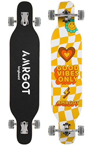 Amrgot 42 Inches Complete Longborads Drop Through Deck Concave Cruise Professional Longboards (Good Vibe) #TOP17