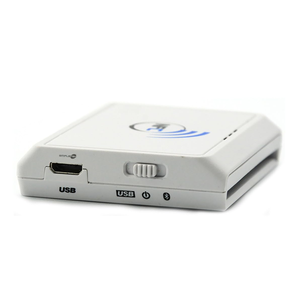 SIMPLETEK - Lector Escritor Smart Card Combo NFC Bluetooth 4.0 BLE USB | HID, Plug & Play, 2 LED de señalización visual, zumbador, bolsillo, batería 300mAh, ISO 14443 A B, ISO 18092, radiofrecuencia