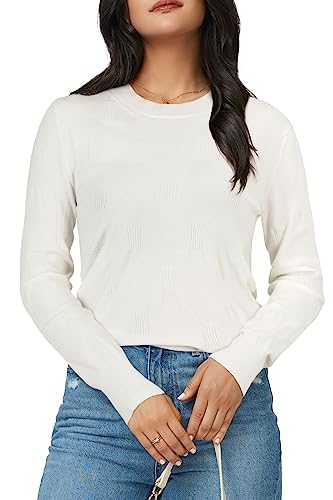 Image of Arach&Cloz Women's Soft Knit Sweater Fall Dressy Casual Pullover Tops