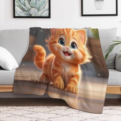 Couverture chat mignon lit canapé flannel douce chaude 150x200cm - 3
