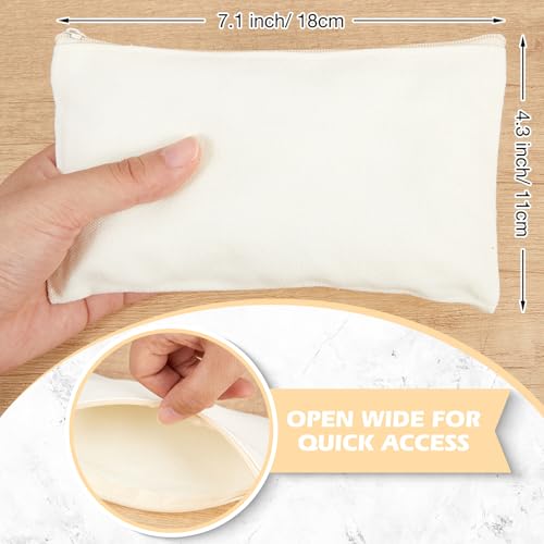 Image of Reginary 80 Pack Canvas Zipper Makeup Bags Bulk Pencil Pouches Blank DIY Craft Canvas Cosmetic Bag Pouch with Zipper for Makeup Cosmetic Toiletry Stationary Storage(All Natural)