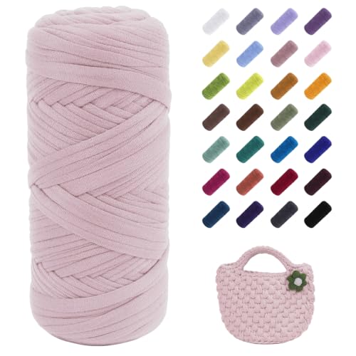 Image of JeogYong T-Shirt Yarn, 200g /196ft Elastic Fabric Cloth Knitting T Shirt Yarn, Flesh Pink Thick Crochet Fabric Ribbon for Crocheting Bags /Baskets /Rugs, Home Decor, DIY Crafts