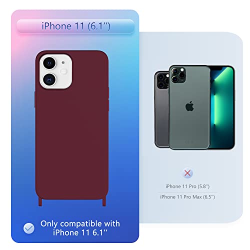 Image of Compatible with iPhone 11 Case with Lanyard Crossbody iPhone Case with Strap Adjustable Shockproof Drop Protection Silicone Phone Cover for iPhone 11 6.1'' Plum
