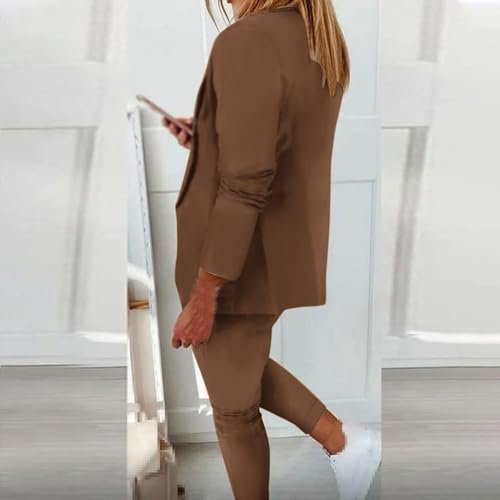 Womens Dressy 2 Piece Pant Suits, Business Casual Outfits for Women Long Sleeve Blazer and Pencil Pant Sets3
