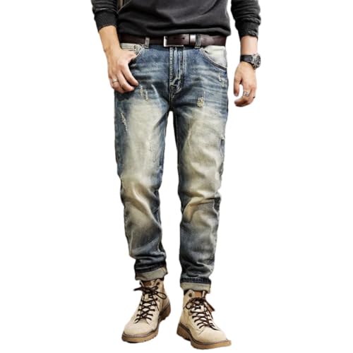 Men's Vintage Fashion Jeans Slim Straight Tapered Pants