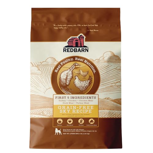 Redbarn Grain-Free Adult Dry Dog Food Kibble - Sky Chicken Recipe - Made in USA No Grains Recipe with Functional Ingredients to Support Healthy Heart, Skin, Coat, Immunity & Digestion - 4lb