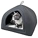 Niche Igloo dla kota zamknięte łóżko kojące Comfy dla kota wewnątrz łóżko dla dorosłych, składana poduszka dla kota antystresowego kosz dla psów, małe łóżko dla zwierząt wygodne ciemnoszare