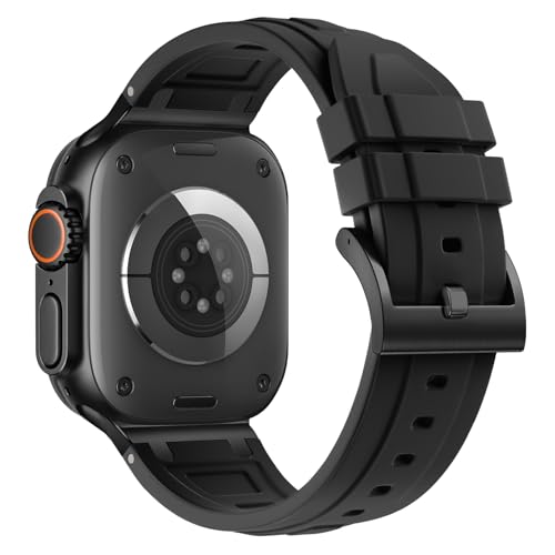Image of Compatible with Apple Watch Series 11 10 Strap 46mm,Ultra 3 /2 /1 49mm Silicone Straps Compatible with iWatch Series 9 /8 /7 /6 /5 /4 /SE 3 45mm 44mm with Stainless Adapter (NO WATCH)