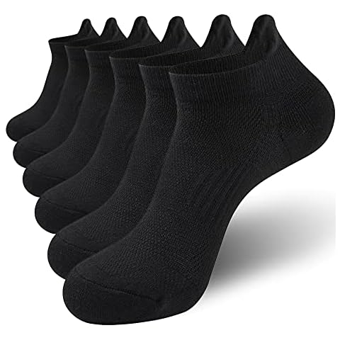 LUOYANXI Ankle Socks Athletic Running Low Cut Sports Tab Cotton Socks for Women and Men 6 Pack Black L Cover