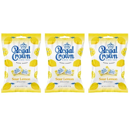 Regal Crown Sour Lemon Hard Candy | Old Fashioned Sour Lemon Candy | Traditional Lemon Candy Brought To You By Iconic Candy | 6.25oz Peg Bag (3)