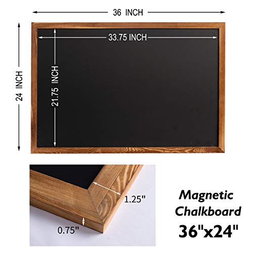 Board2By Rustic Wood Framed Magnetic Chalkboard 24 X 36, Large Hanging Chalk Board Sign For Kids, Non-Porous Wall Blackboard For Wedding Kitchen Restaurant Menu And Home With 4 Unique Magnets, Brown #TOP2