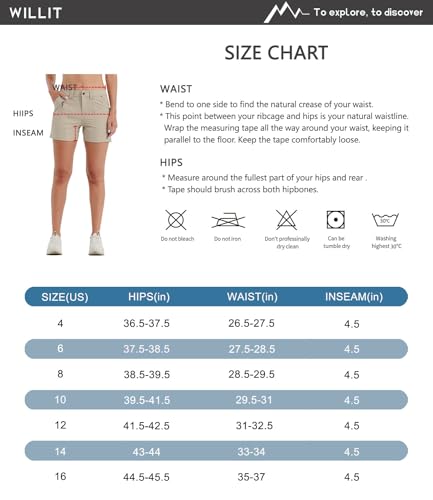 Willit Short feminino de golfe para caminhada, secagem rápida, atlético, casual, verão, com bolsos,