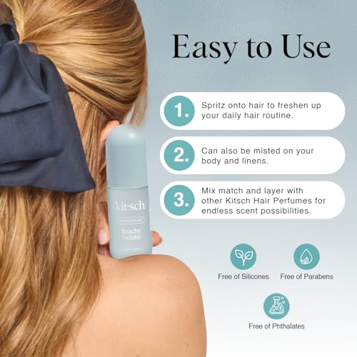 Image of Kitsch Hair Perfume for Women- Beachy Gelato | Clean, Deodorizing & Patented Odor-Eliminating Technology Hair Spray & Body Mist- Freshen Hair, Body & Pillows- Tropical Citrus, Vanilla Bean Scent- 50mL