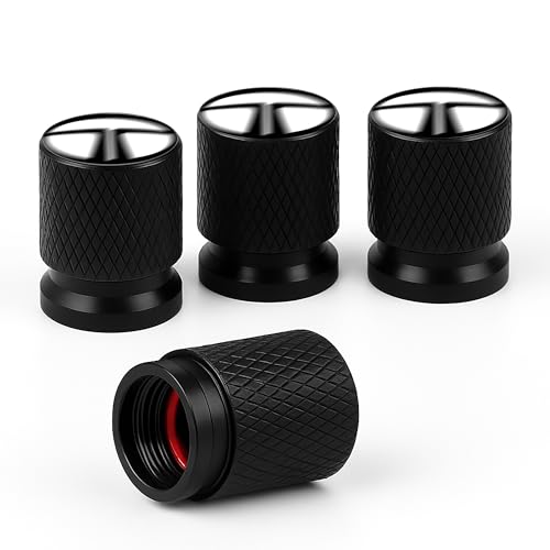 New Metal Tyre Valve Caps (Set of 4) | Laser Engraved | Anti-Leak O-Ring | Stylish Air Stem Covers | Universal Fit | Compatible with Tata Nexon, Punch, Harrier, Tiago, Altroz, Safari