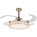 MJJLT Lampadario con Ventilatore da Soffitto, Ventilatore da Soffitto Invisibile in Oro Moderno da 42 Pollici con Luce E Telecomando, 3 Colori, Pale Retrattili A 3 velocità per Soggiorno