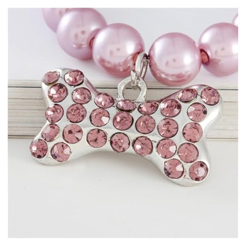 Collier perles chien anti-irritation réglable avec strass et motif os - 4