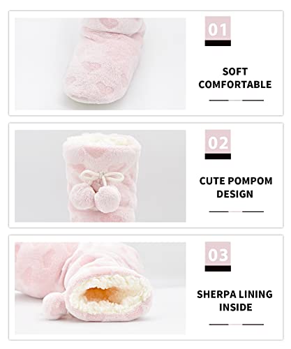 Image of Keyela Womens Non-Slip Sole Slipper Socks, Fluffy Winter House Booties | Ultra soft fuzzy warm indoor house slippers Non-skid bottom for safe walking Cozy winter footwear for ladies