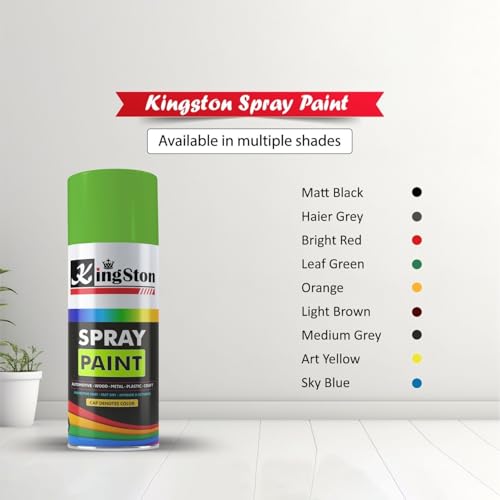 Image of Kingston Acrylic Spray Paint for Metal, Wood, Wall & Plastic, Multi-Surface DIY Paint, Quick Dry, Smooth Finish, 400ml Can, Grass Green, 1 Pc