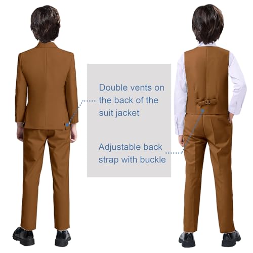Image of Boy Suits 5 Pieces Formal Suit Set with Adjustable Waist Kids Dress Suit for Wedding Prom