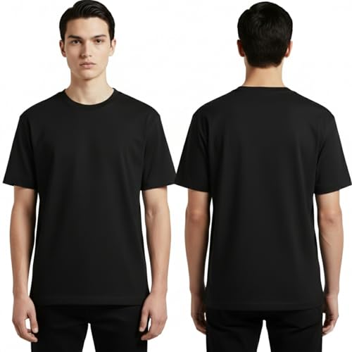 HORNBILL Men's Black T-Shirts 2 Pack, Small, 100% Cotton Crew Neck Tee - image 2