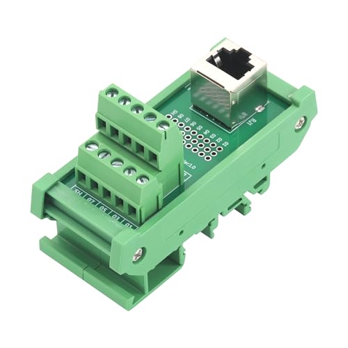 Conector vertical RJ45 para solucionar fallos de conexión y ordenar cables en riel DIN 4