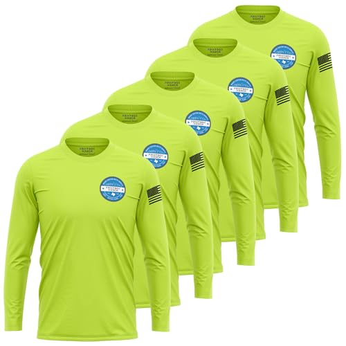 5 Pack Custom Dry Fit Long Sleeve Shirts for Men, Add Your Logo Front & Back Printing, Customized Moisture Wicking Sun Protection UV Workwear T-Shirts Black