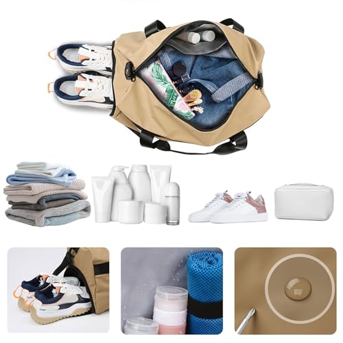 Personalised Women Duffel Bag Embroidered Name Custom Travel Tote Bag Overnight Weekender Bags with Wet Pockets and Shoe Compartment Gift for Travel Yoga Gym Storage Camping Moving4