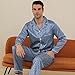 ShuiGod men's button satin pajamas set-ideal for leisure, sleeping or fashion travel-Blue leopard print-XXL