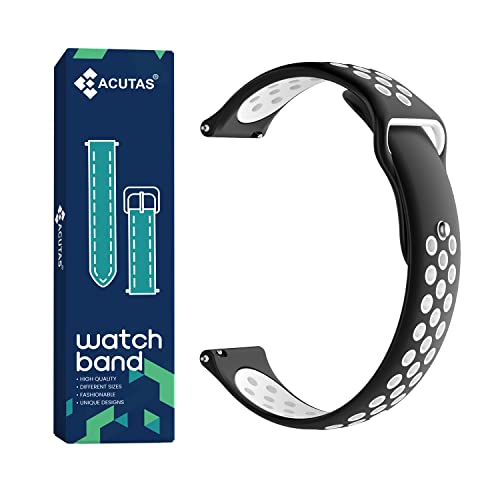 Image of ACUTAS Silicone 22mm Sports Band Soft Silicone Wristband Compatible for Fossil Gen 5 | Fossil Gen 5E | Fossil Gen 6 44mm Smartwatch (Black /White)