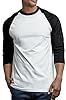 TOP PRO Men's 3/4 Sleeve Casual Raglan Jersey Baseball Tee Shirt, Black/White, Large #3