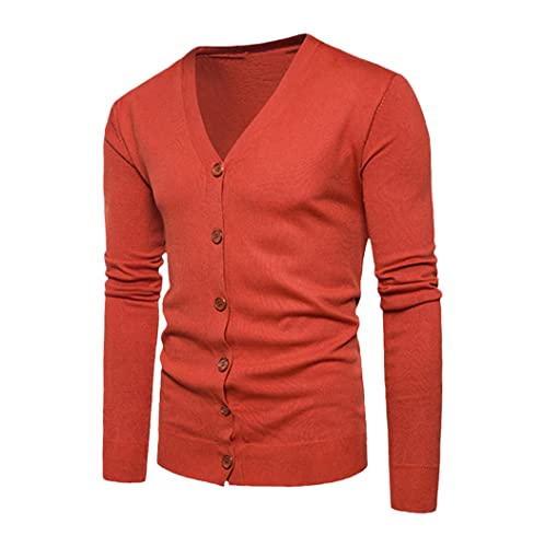 Cardigan en cachemire orange pour homme avec col en V taille L