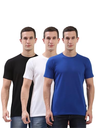 Image of hummel Cam Men's Pack of 3 Cotton Round Neck Half Sleeve T-Shirt