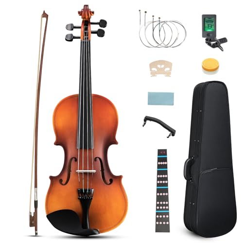 Ktaxon 1/4 Violin, Full Size Acoustic Fiddle, Matte Finish Beginner Kit with Hard Case, Bow, Rosin, Shoulder Rest, Bridge and Extra Strings