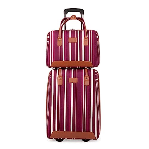 POCHY practical Luggage 2-piece Suitcase Nylon Luggage Fashion Stripe Large Capacity Luggage Sets Anti-theft Combination Lock Suitcases With Wheels easy to move