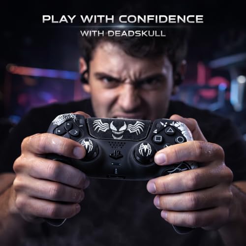 Image of DEADSKULL - Spidy Edition Protective Cover Case Compatible with DualSense Anti-Slip PS5 Remote Skin, PS 5 Controller Accessories,Silicone Sleeves Set (Black & White)