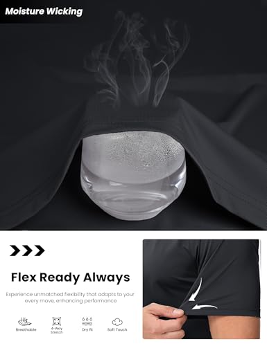 MAGCOMSEN Men's Dry Fit Shirts Mesh Short Sleeve Athletic Lightweight Workout Performance Hiking Shirt3