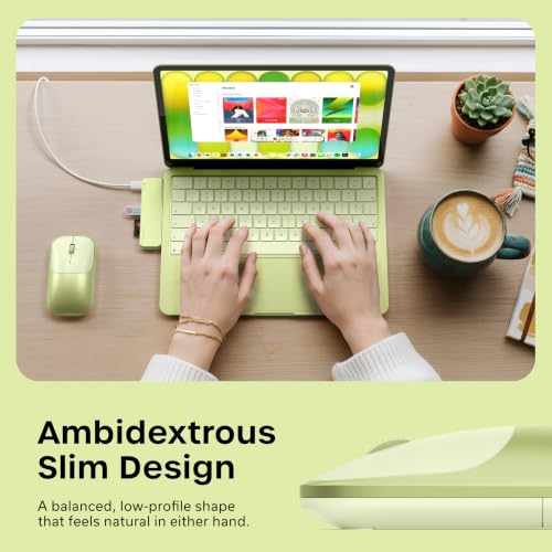 Image of Satechi Slim EX Wireless Mouse, Bluetooth & 2.4 GHz, Quiet Clicks, Citrus | Quiet clicks, anodized aluminum shell, rechargeable battery, for macOS, Windows, iPadOS, Android
