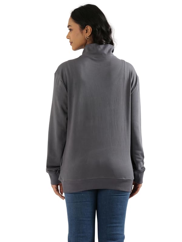 Image of SAADAA Unisex Zip Neck Sweatshirt | Quarter Zip High Neck | Cotton-Blend Fleece| Winter Wear Sweatshirt with Pockets | Casual Fit