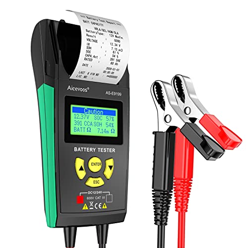Aicevoos Tester Batteria Auto 12V 24V con Stampante Incorporata, Tester Alternatore 100-2000CCA, Tester Batteria Automotive Tester Carico Batteria Tester Analizzatore Batteria