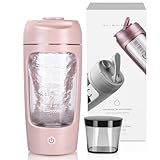 Mezclador de Proteinas Eléctrica, Botella Mezcladora Recargable por USB, 650ML Vaso Shaker Portable, Mezcladora automática de proteínas con Caja de Polvos, coctelera para cremoso, Proteínas (Rosa)