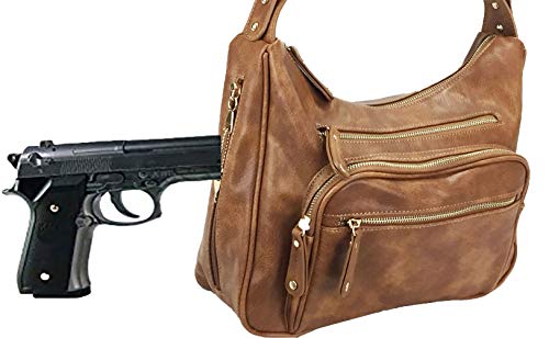 Image of Concealed Carry Hobo Bag Locking Crossbody Bag with Built-in Credit Card Slots