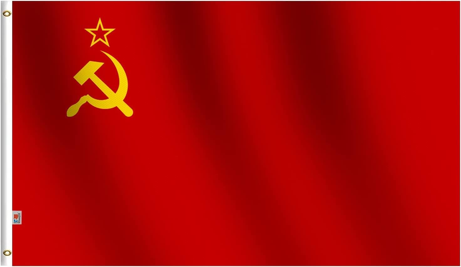 Soviet Union Flag 3x5 Ft Large Both Sides 100D Polyester For moderate-outdoor&indoor,Canvas Header Brass Grommets for Easy Display, 3' x 5' Union of Soviet Socialist Republics National Ussr Flags