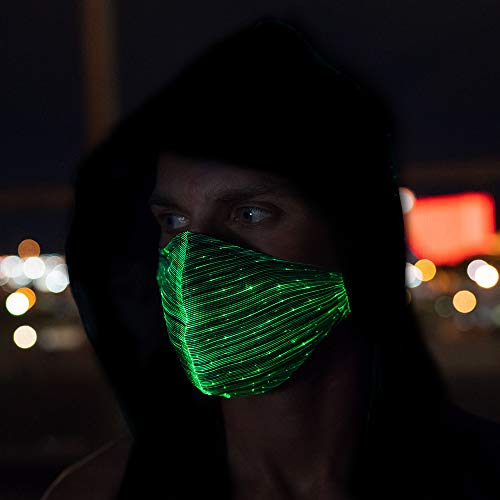CENOVE LED Rave Mask, 7 Farben und 5 Blitzmodi Halloween LED Maske für Partei, Weihnachten, Karneval und Kostüm Partei