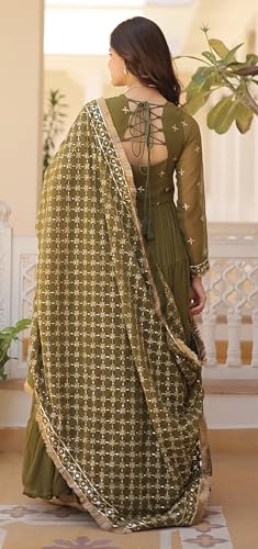 Image of Wedani Georgette Sequins Embroidered Work Anrakali Kurta Set for Women